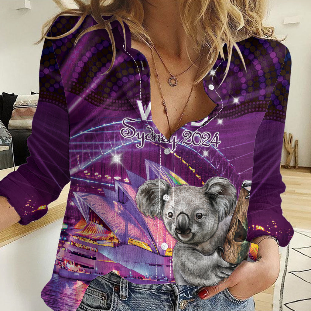 Vivid Sydney Australia Women Casual Shirt Humanity Aussie Koala Fanciful Light