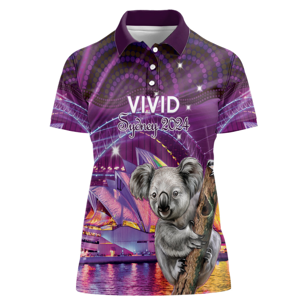 Vivid Sydney Australia Women Polo Shirt Humanity Aussie Koala Fanciful Light