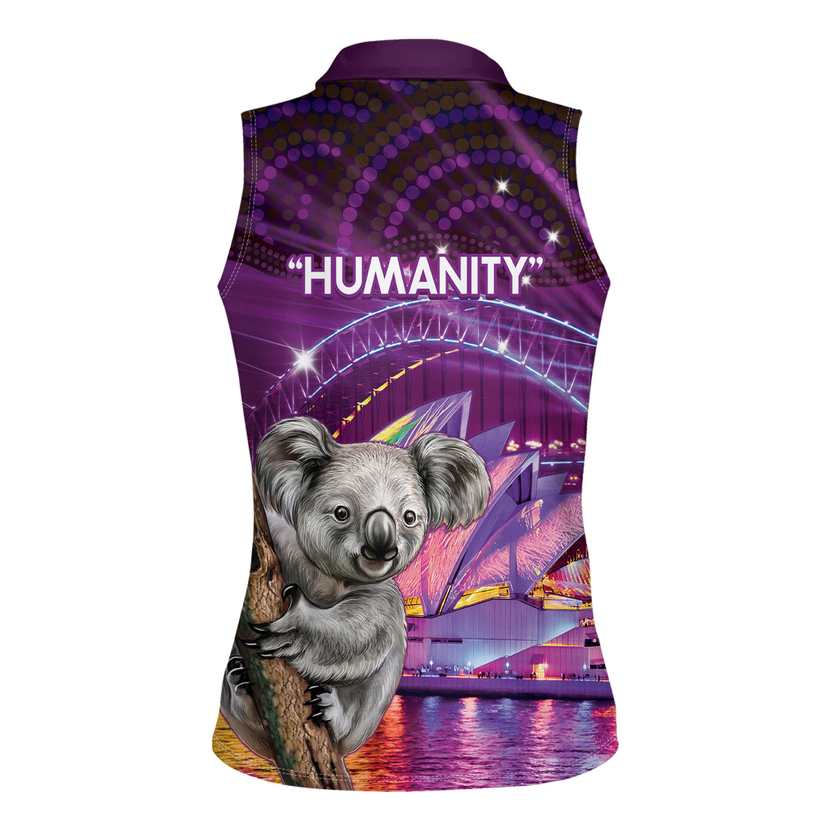 Vivid Sydney Australia Women Sleeveless Polo Shirt Humanity Aussie Koala Fanciful Light