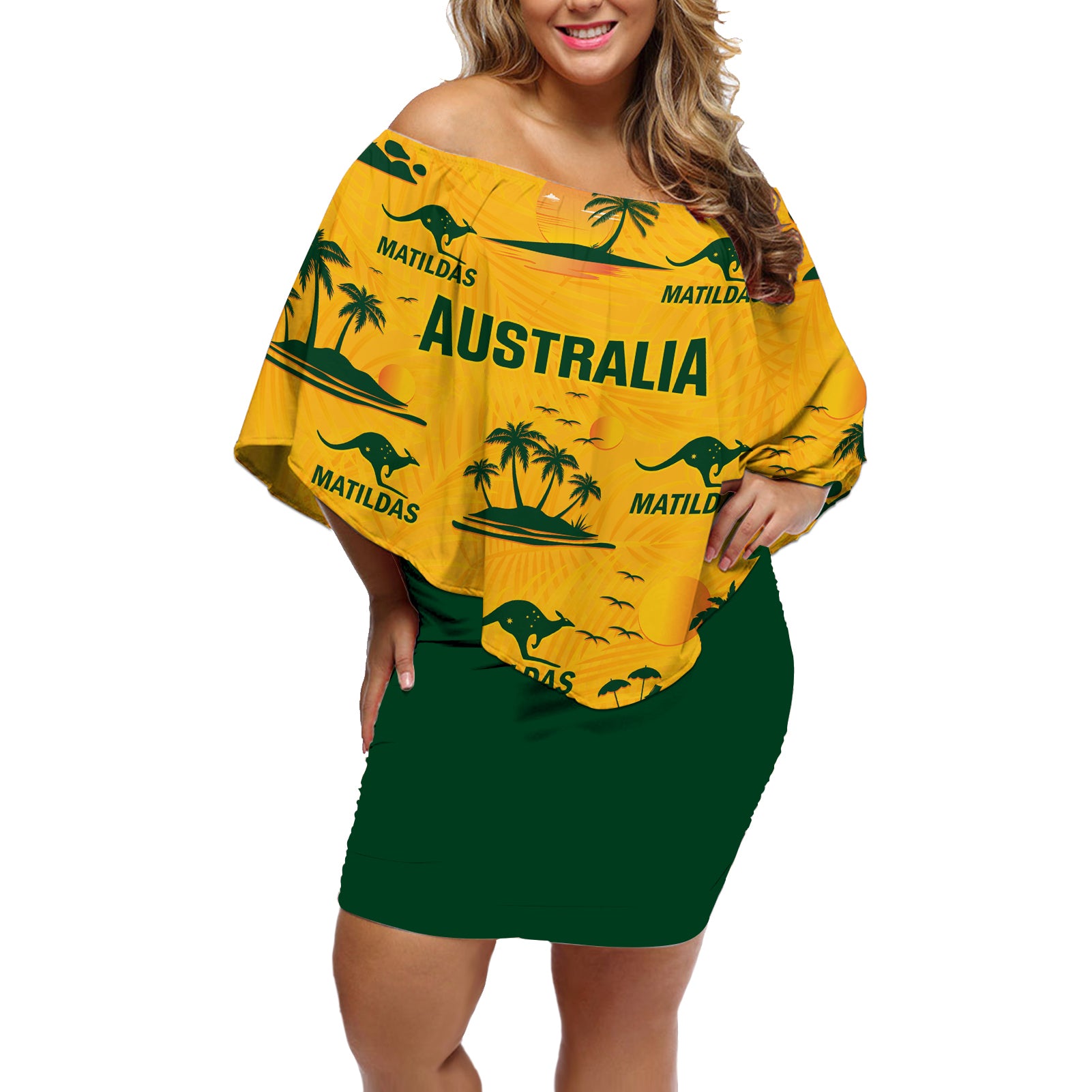 australia-soccer-off-shoulder-short-dress-matildas-world-cup-2023-tropical-style