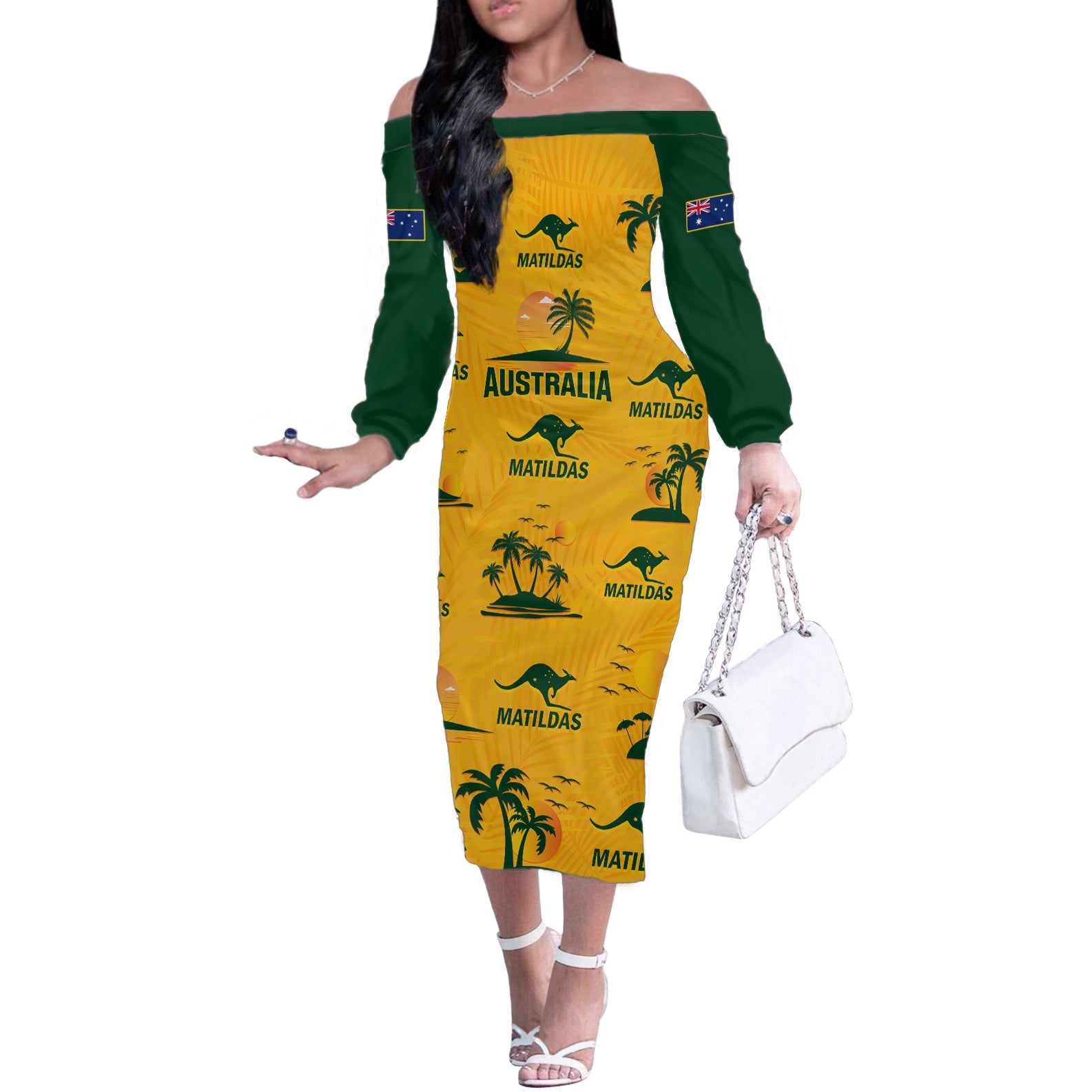 custom-australia-soccer-off-the-shoulder-long-sleeve-dress-matildas-world-cup-2023-tropical-style