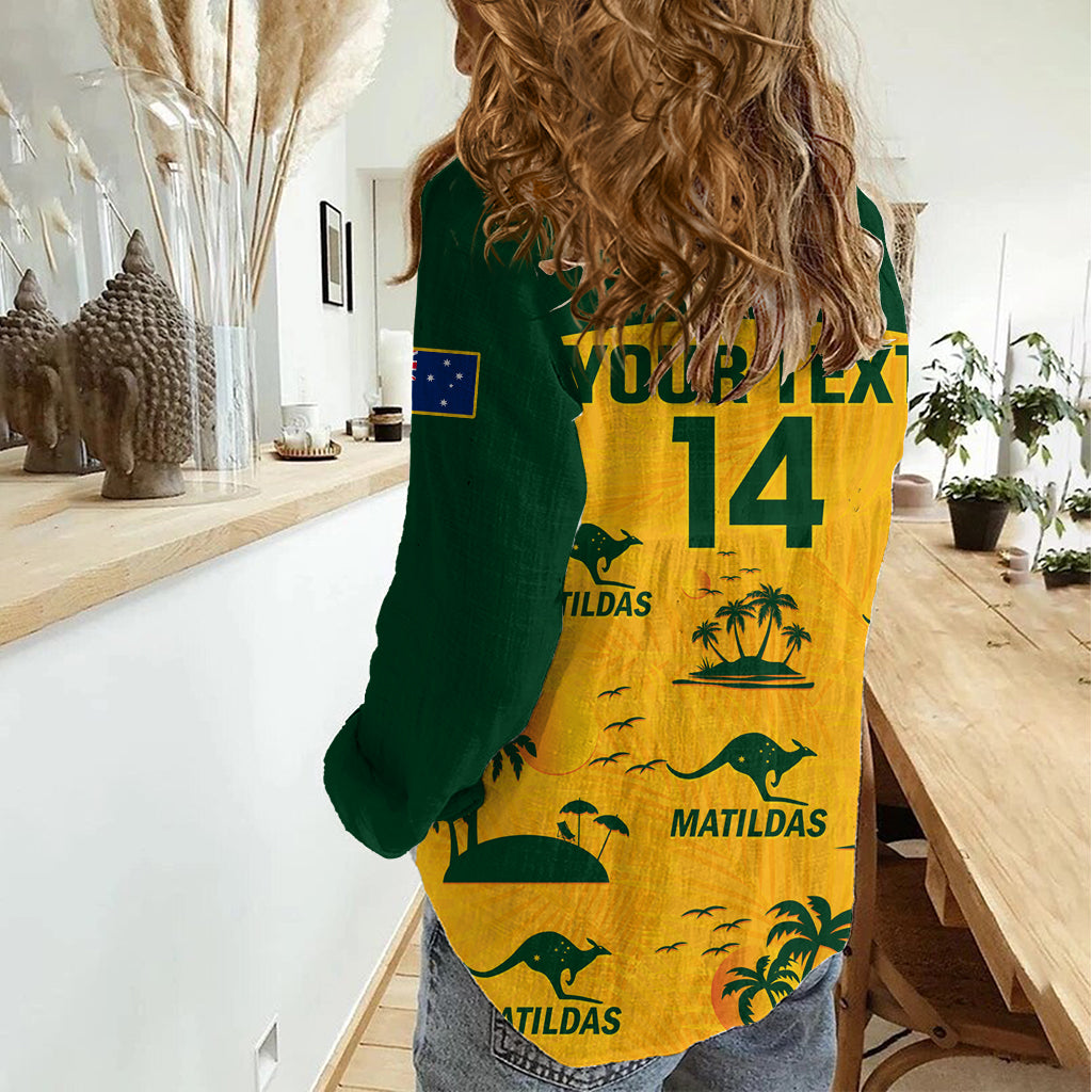 Custom Australia Soccer Women Casual Shirt Matildas World Cup 2023 Tropical Style LT14