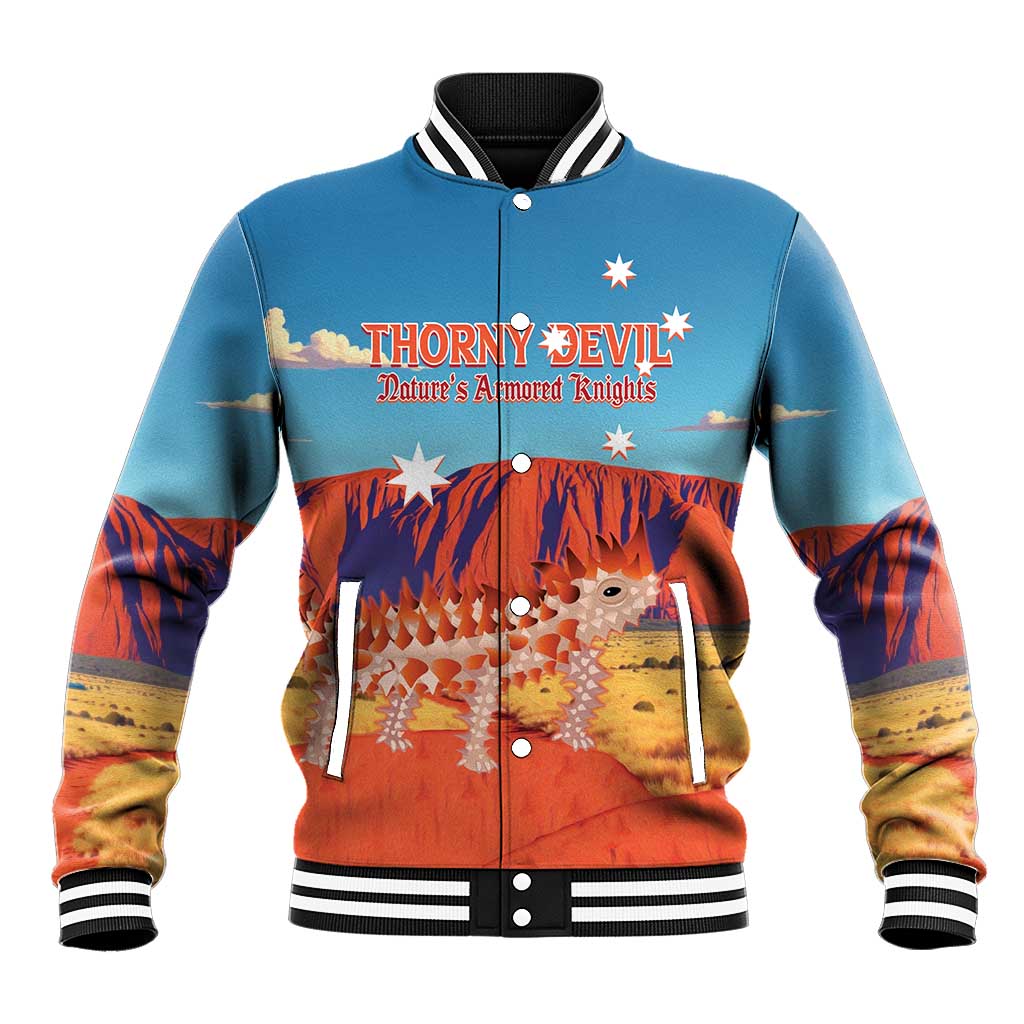 Personalised Australia Thorny Devil Baseball Jacket Nature's Armored Knights - Aussie Uluru