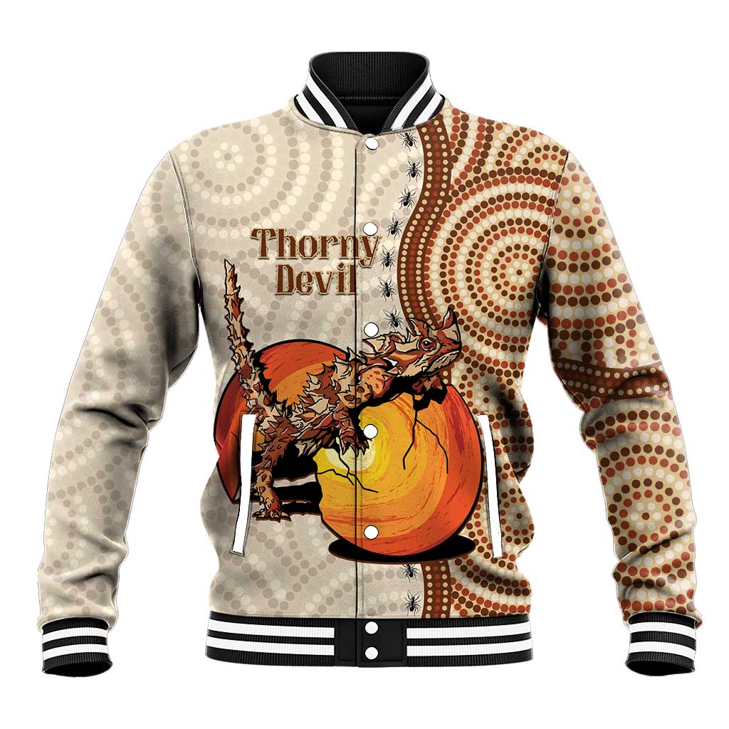 Thorny Devil Australia Baseball Jacket Baby Moloch Horridus With Ants - Aboriginal Art