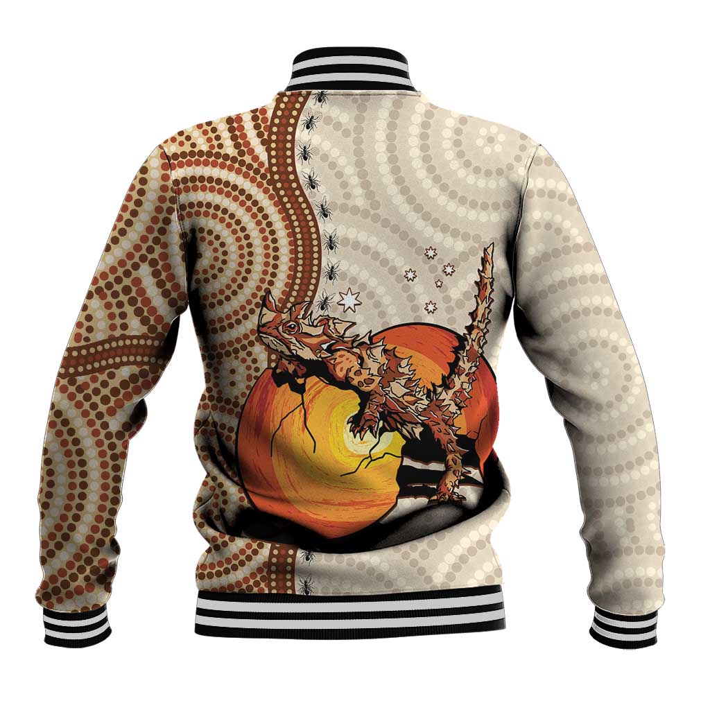 Thorny Devil Australia Baseball Jacket Baby Moloch Horridus With Ants - Aboriginal Art