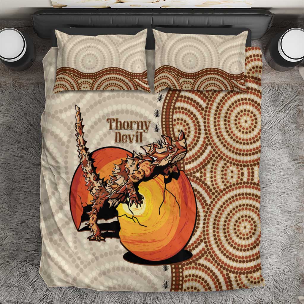 Thorny Devil Australia Bedding Set Baby Moloch Horridus With Ants - Aboriginal Art