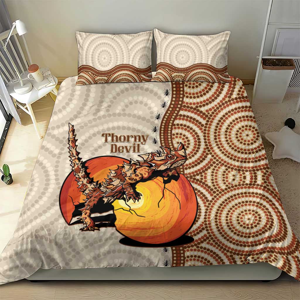 Thorny Devil Australia Bedding Set Baby Moloch Horridus With Ants - Aboriginal Art