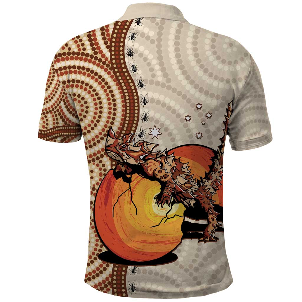 Thorny Devil Australia Polo Shirt Baby Moloch Horridus With Ants - Aboriginal Art