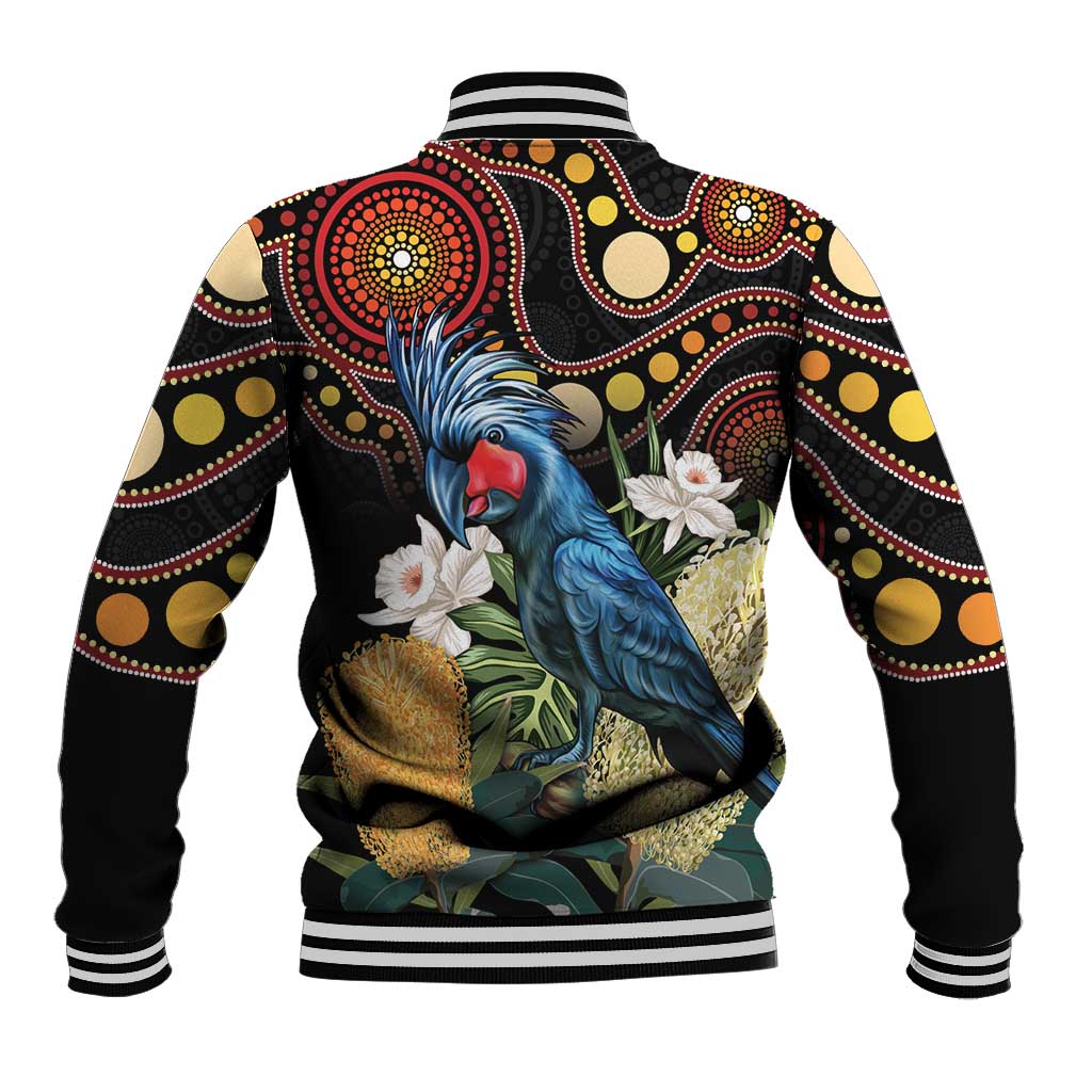 Australia Palm Cockatoo Baseball Jacket Aussie Banksia - Aboriginal Pattern