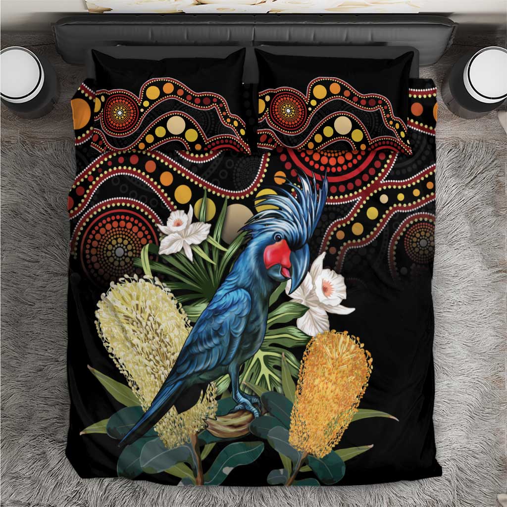 Australia Palm Cockatoo Bedding Set Aussie Banksia - Aboriginal Pattern