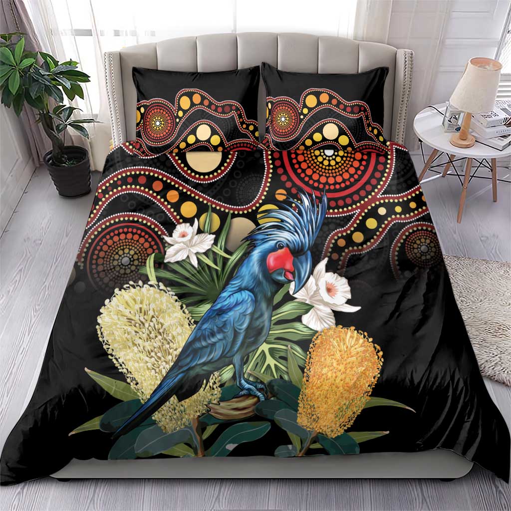 Australia Palm Cockatoo Bedding Set Aussie Banksia - Aboriginal Pattern