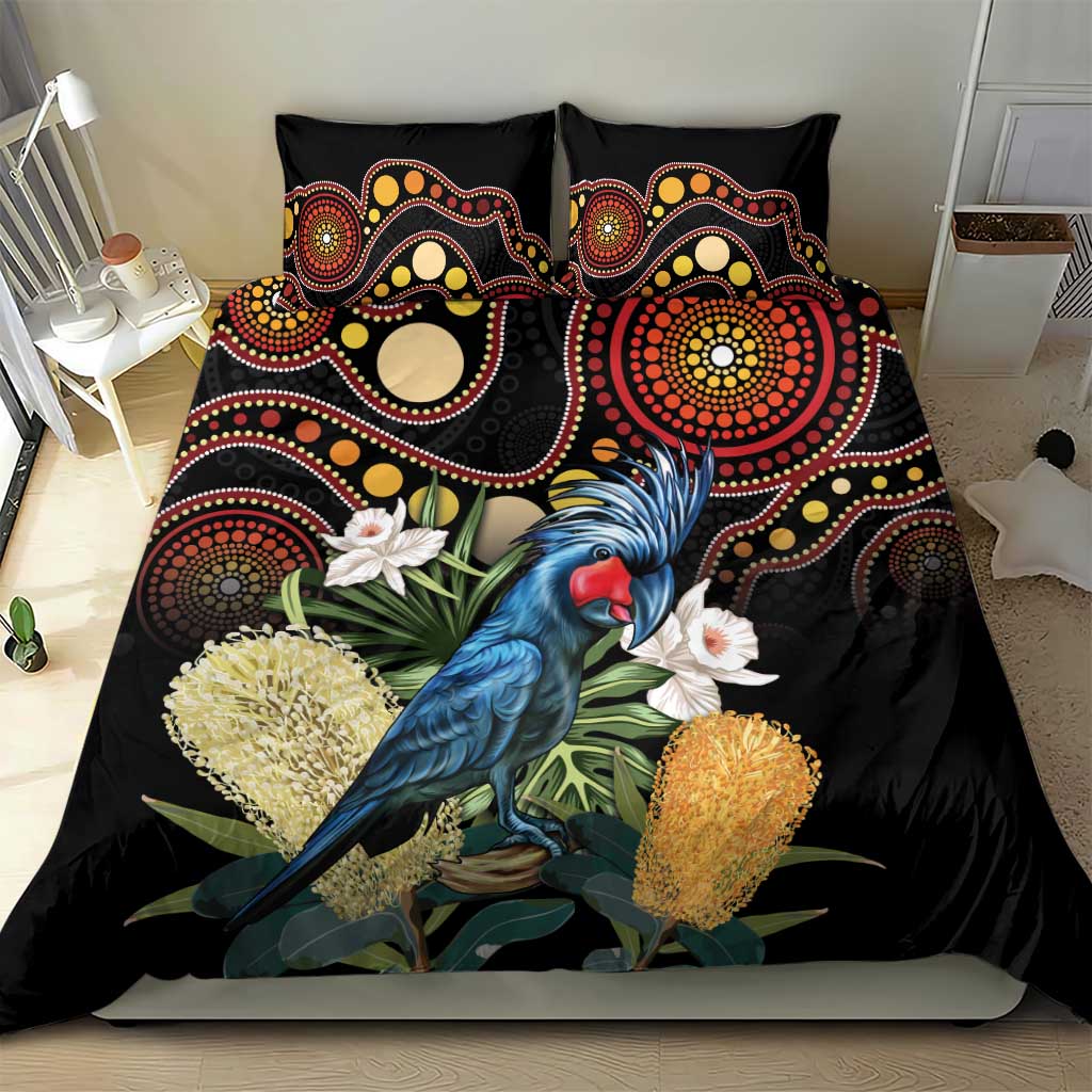 Australia Palm Cockatoo Bedding Set Aussie Banksia - Aboriginal Pattern