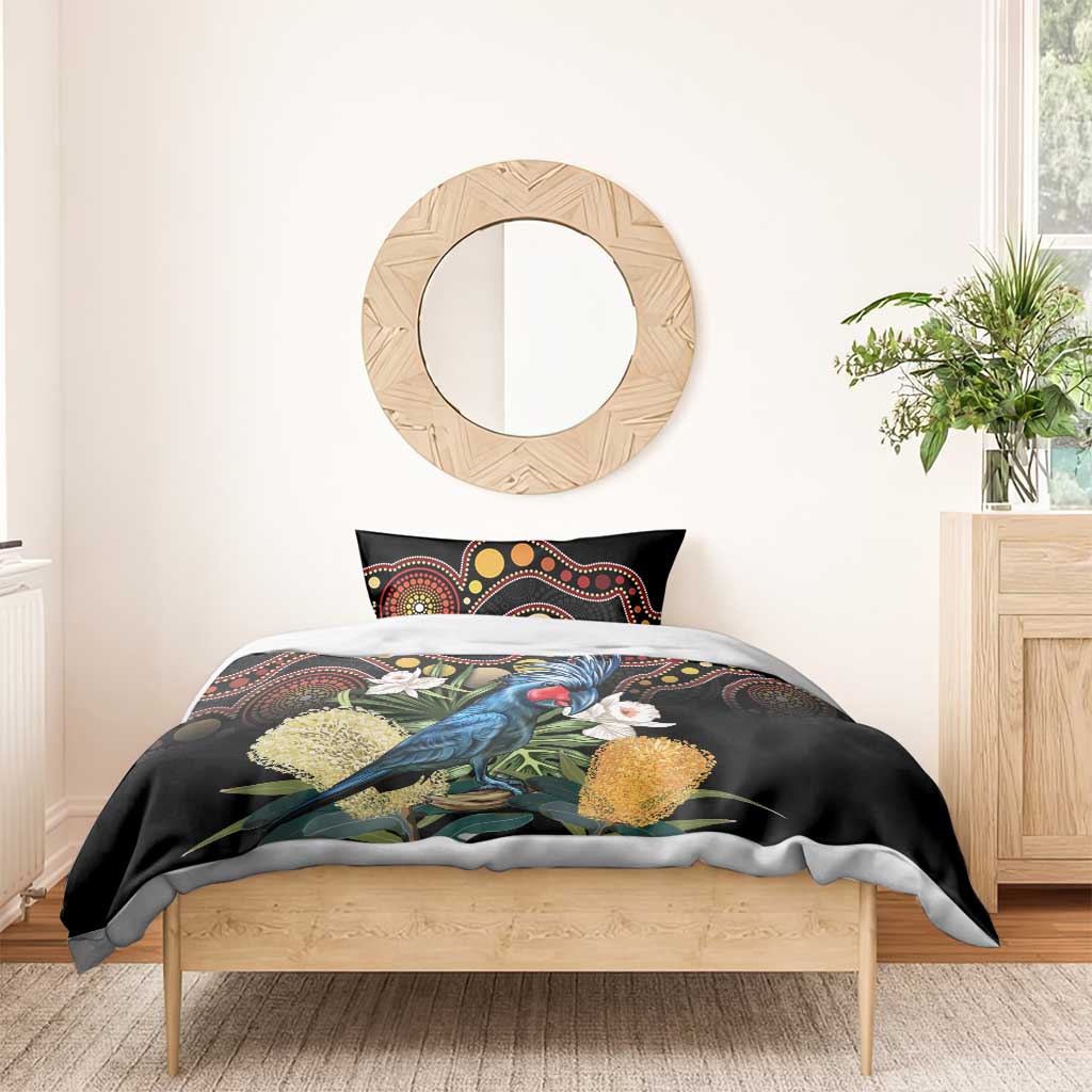 Australia Palm Cockatoo Bedding Set Aussie Banksia - Aboriginal Pattern