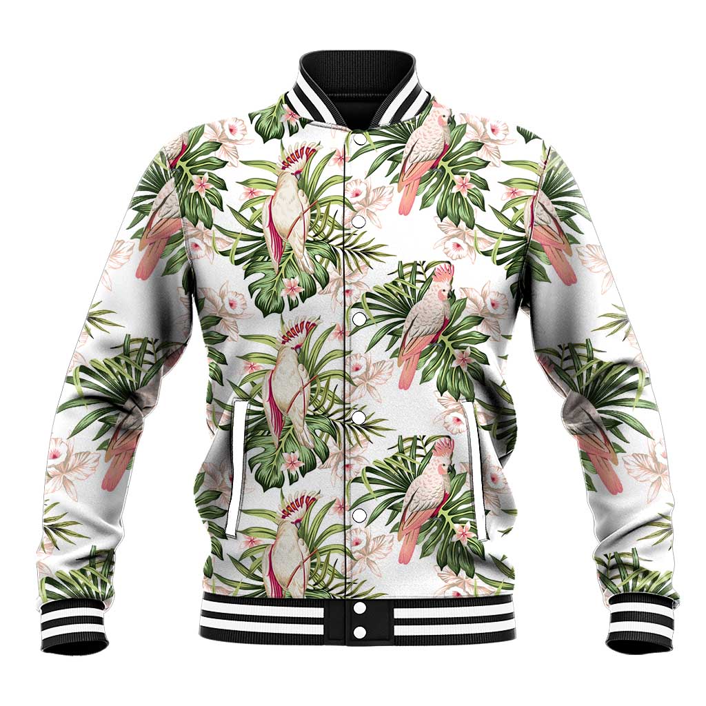 Australia Pink Cockatoo Baseball Jacket Aussie Orchids - Seamless Pattern