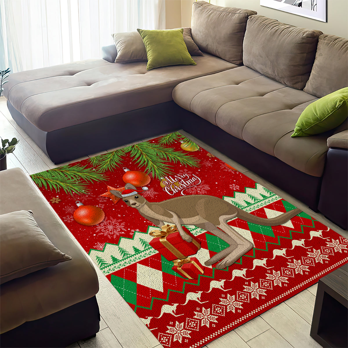 australia-christmas-area-rug-aussie-kangaroo-santa-merry-xmas