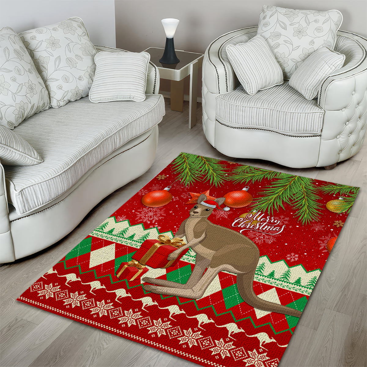 australia-christmas-area-rug-aussie-kangaroo-santa-merry-xmas