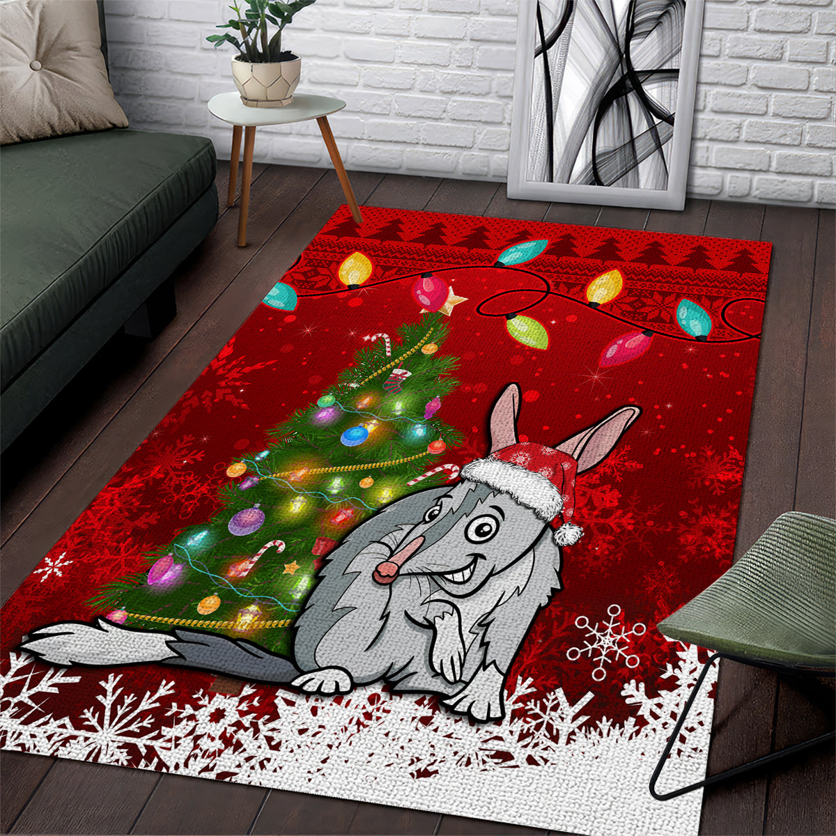 australia-christmas-area-rug-aussie-bilby-santa-merry-xmas