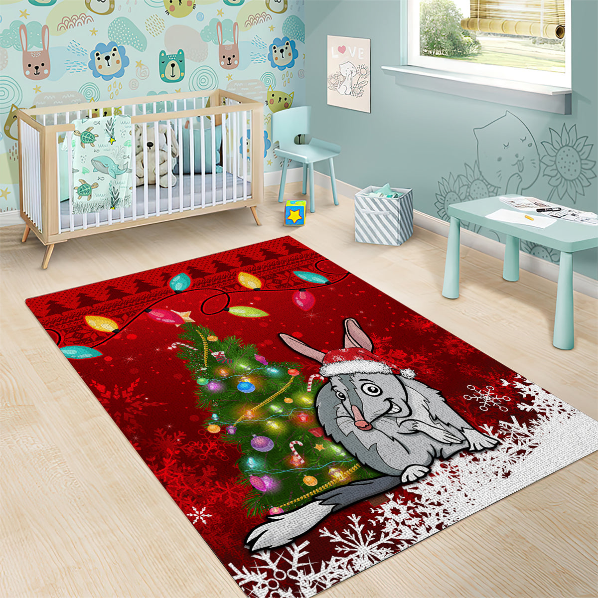 australia-christmas-area-rug-aussie-bilby-santa-merry-xmas