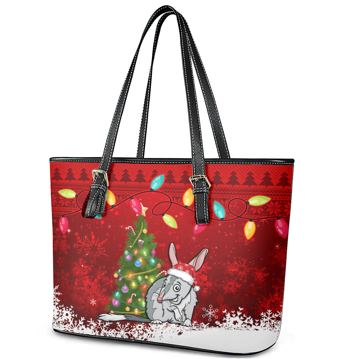 australia-christmas-leather-tote-bag-aussie-bilby-santa-merry-xmas