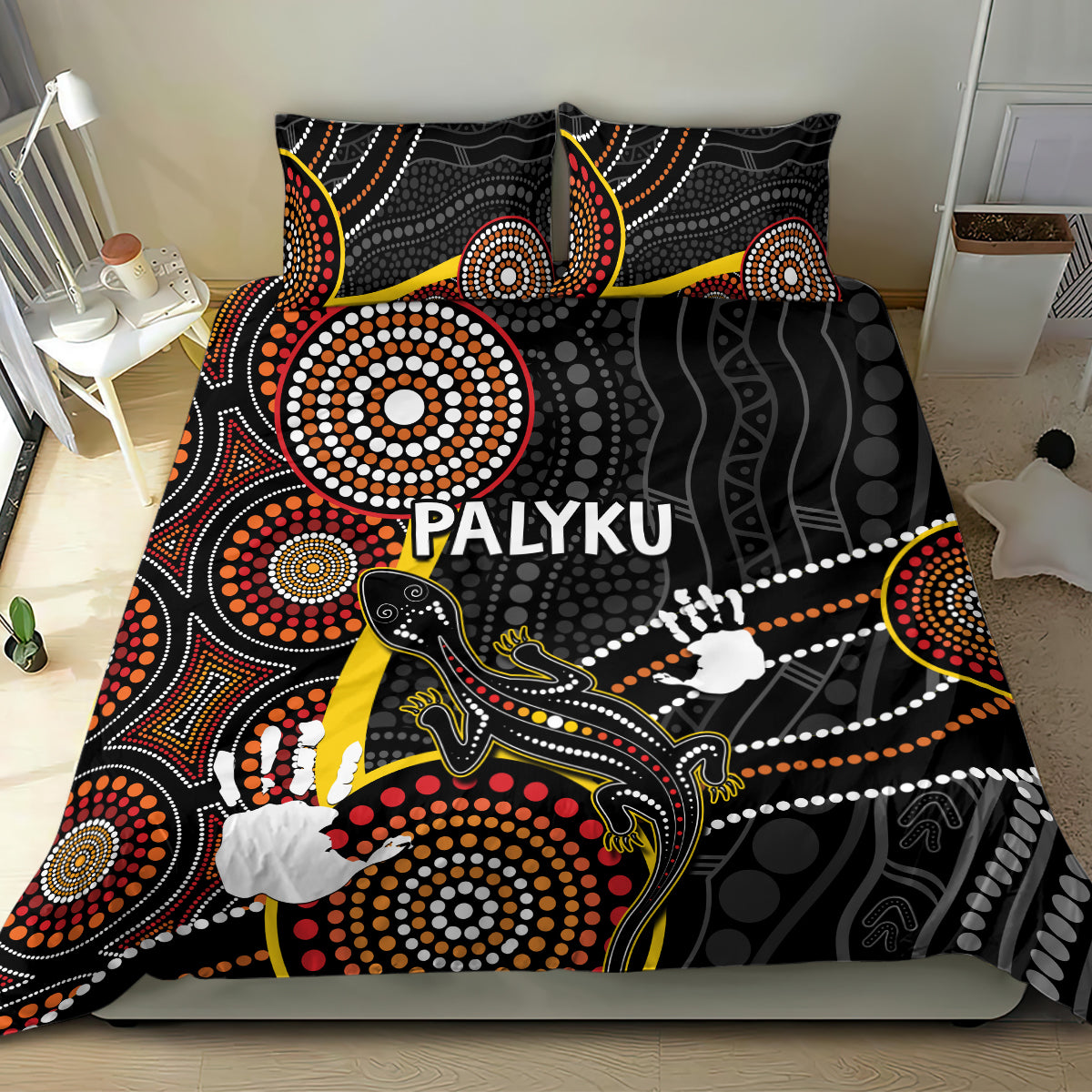 palyku-australia-lizard-aboriginal-art-bedding-set