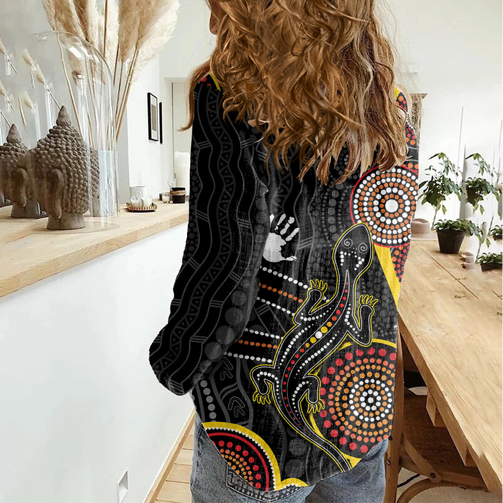 palyku-australia-lizard-aboriginal-art-women-casual-shirt