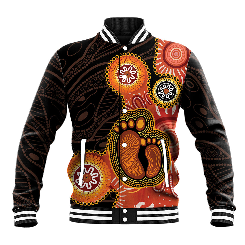 Australia Mothers Day Baseball Jacket Mom And Baby Footprint Indigenous