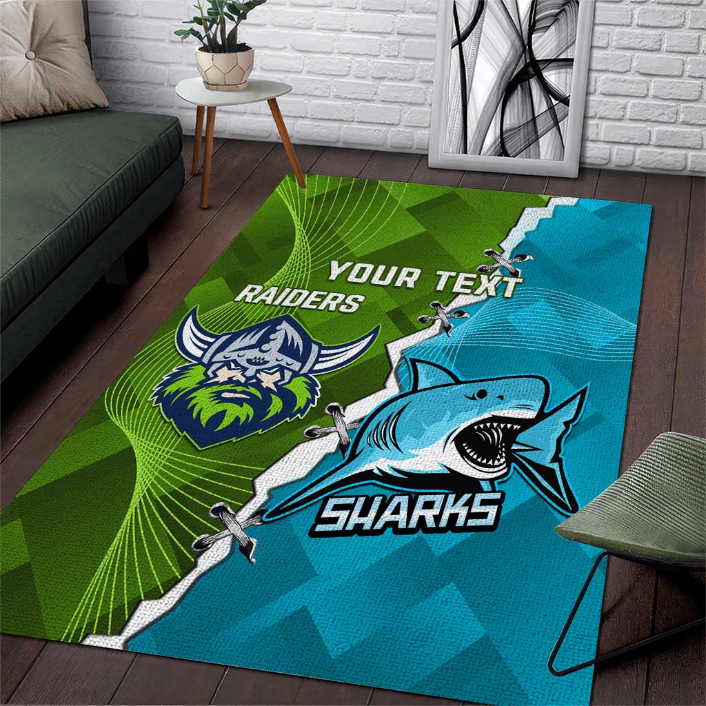 Personalised Sharks And Raiders Rugby Area Rug Sporty Style