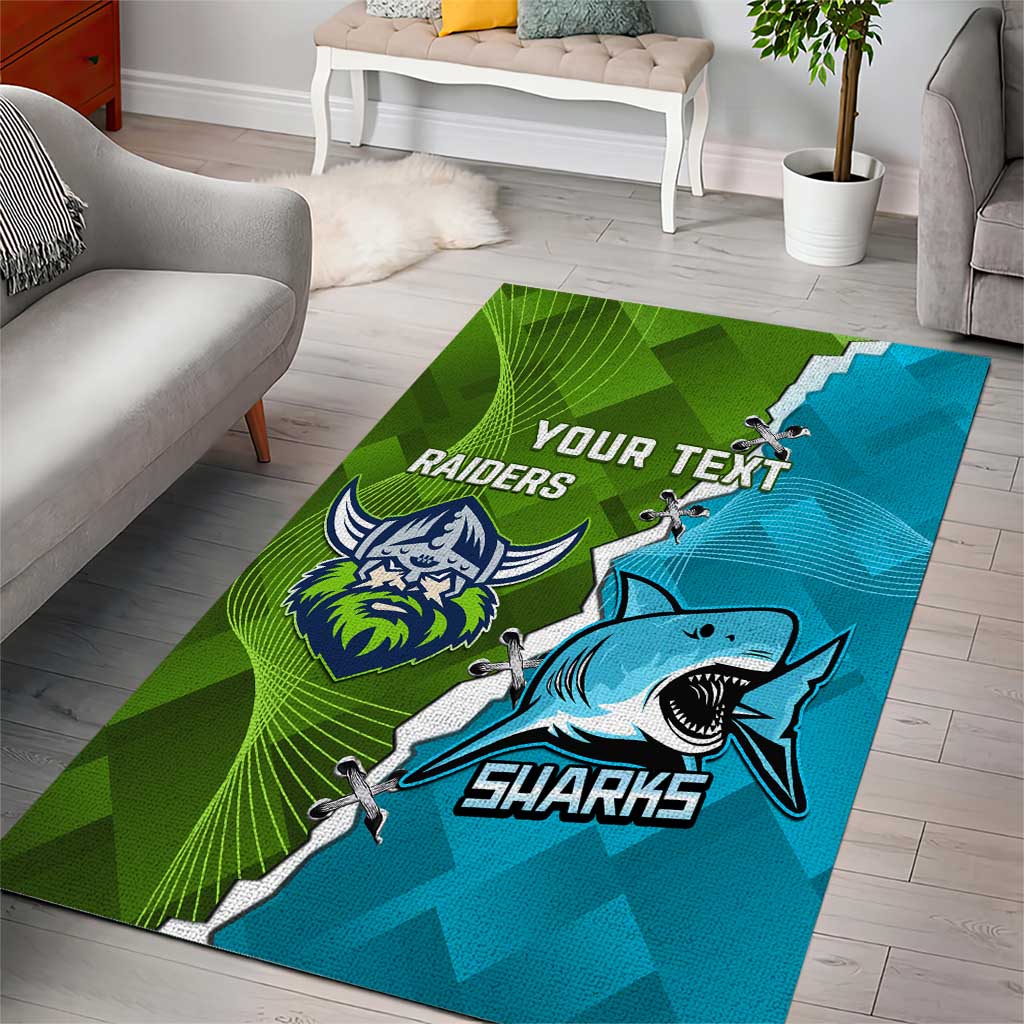 Personalised Sharks And Raiders Rugby Area Rug Sporty Style