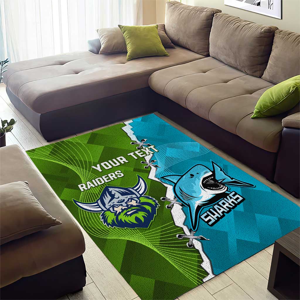 Personalised Sharks And Raiders Rugby Area Rug Sporty Style