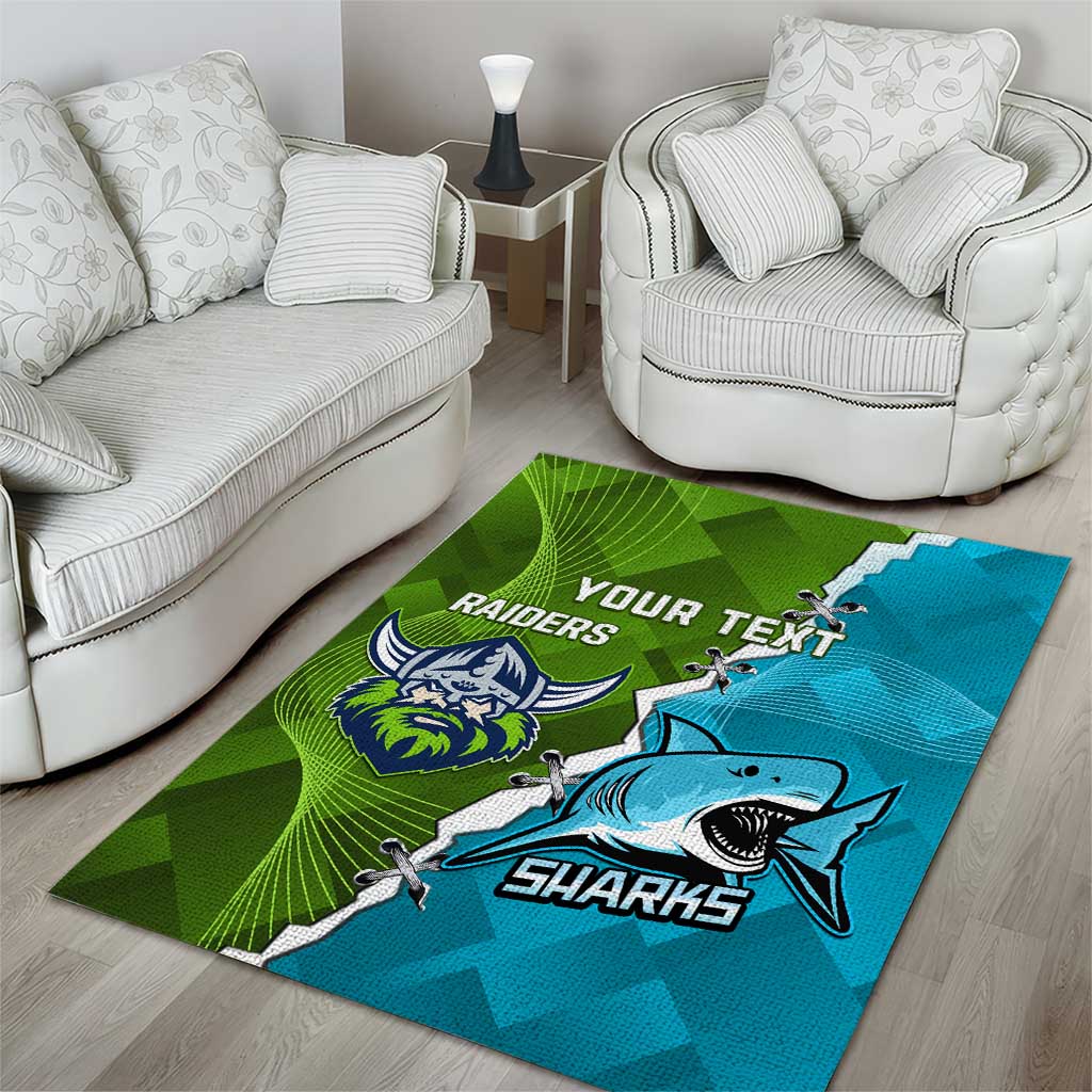 Personalised Sharks And Raiders Rugby Area Rug Sporty Style