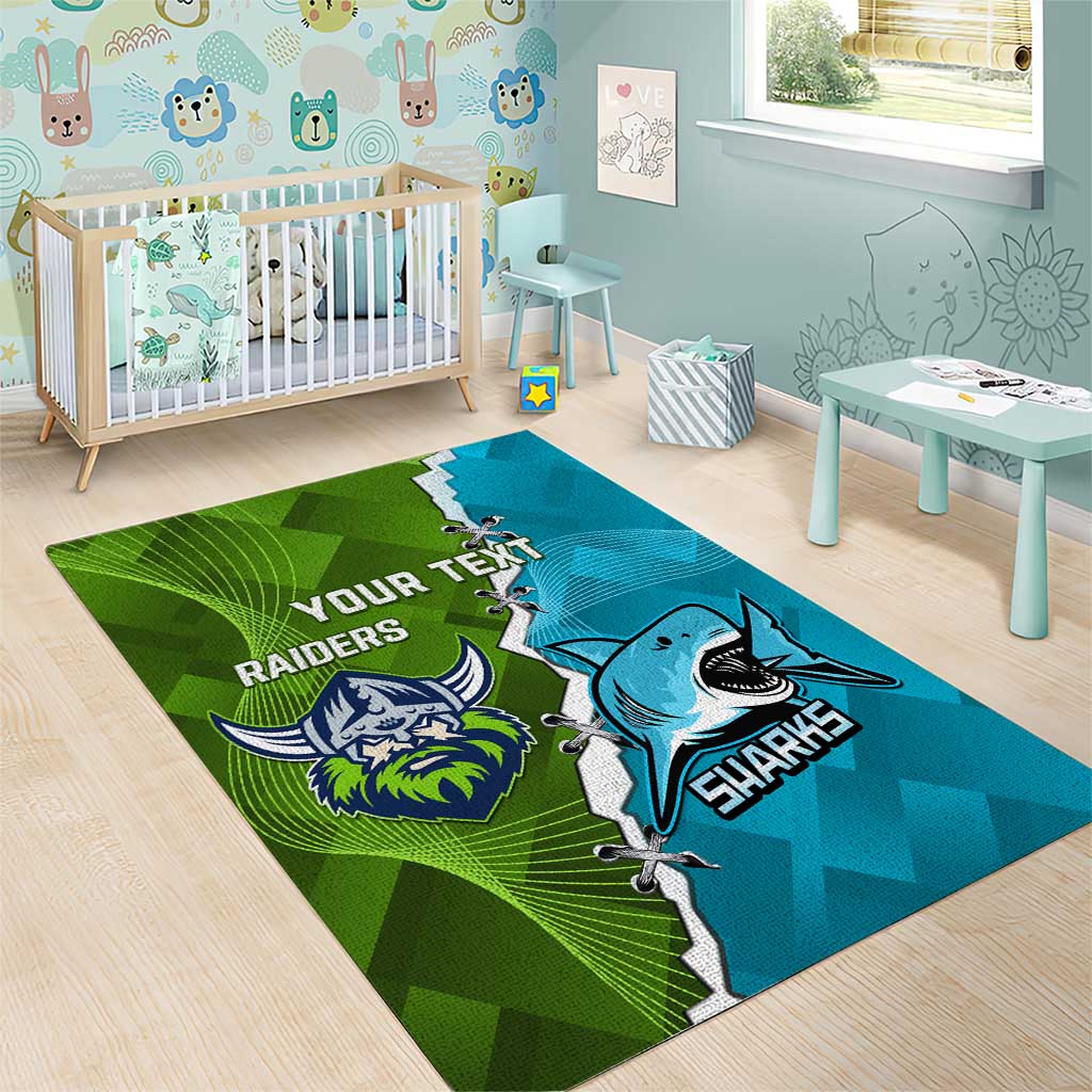 Personalised Sharks And Raiders Rugby Area Rug Sporty Style