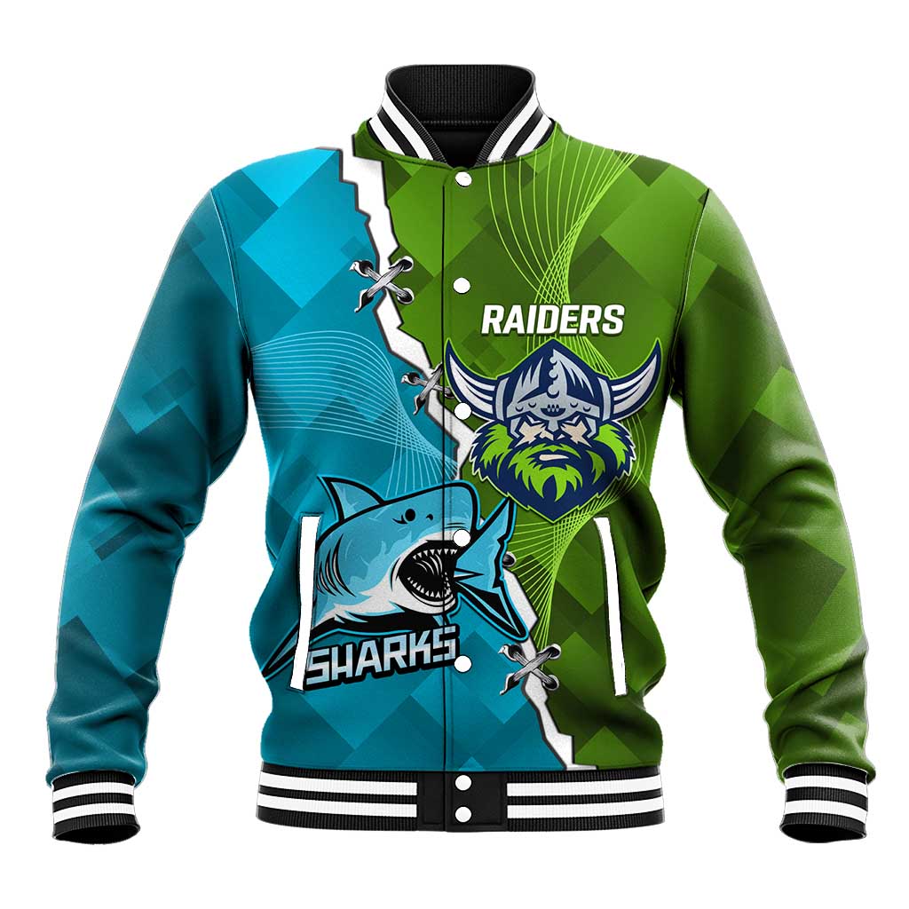 Personalised Sharks And Raiders Rugby Baseball Jacket Sporty Style