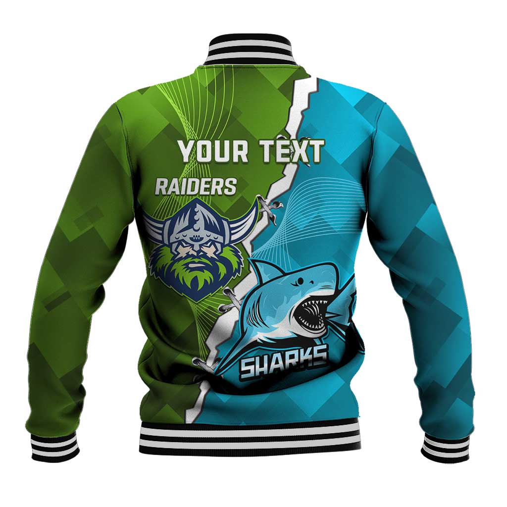 Personalised Sharks And Raiders Rugby Baseball Jacket Sporty Style