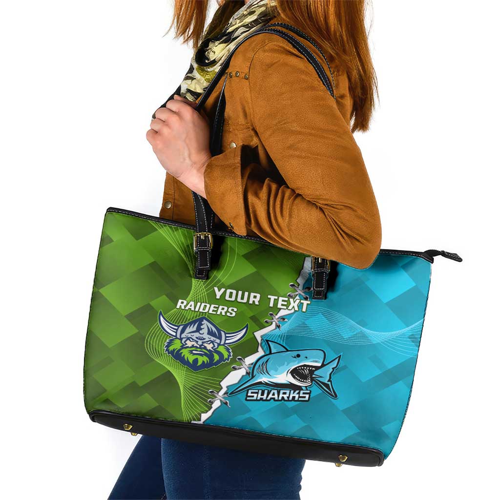 Personalised Sharks And Raiders Rugby Leather Tote Bag Sporty Style