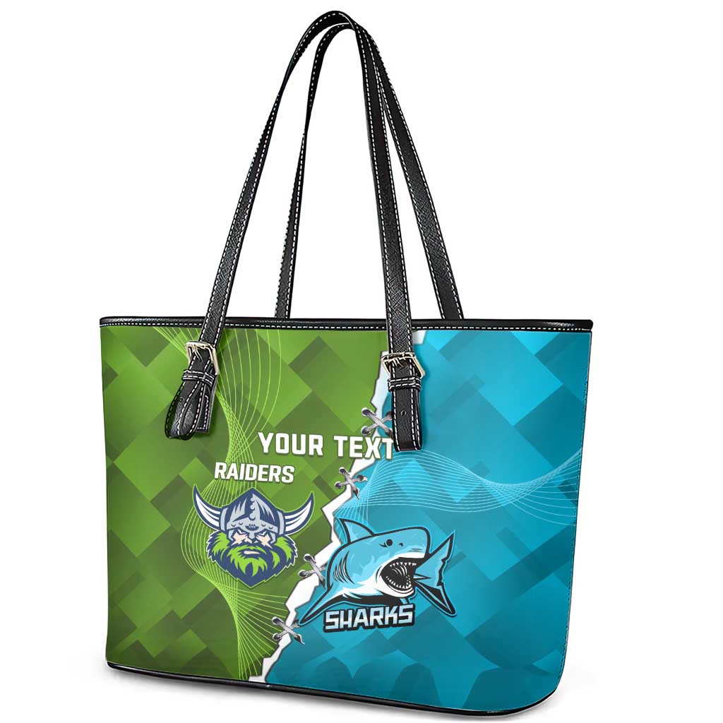 Personalised Sharks And Raiders Rugby Leather Tote Bag Sporty Style