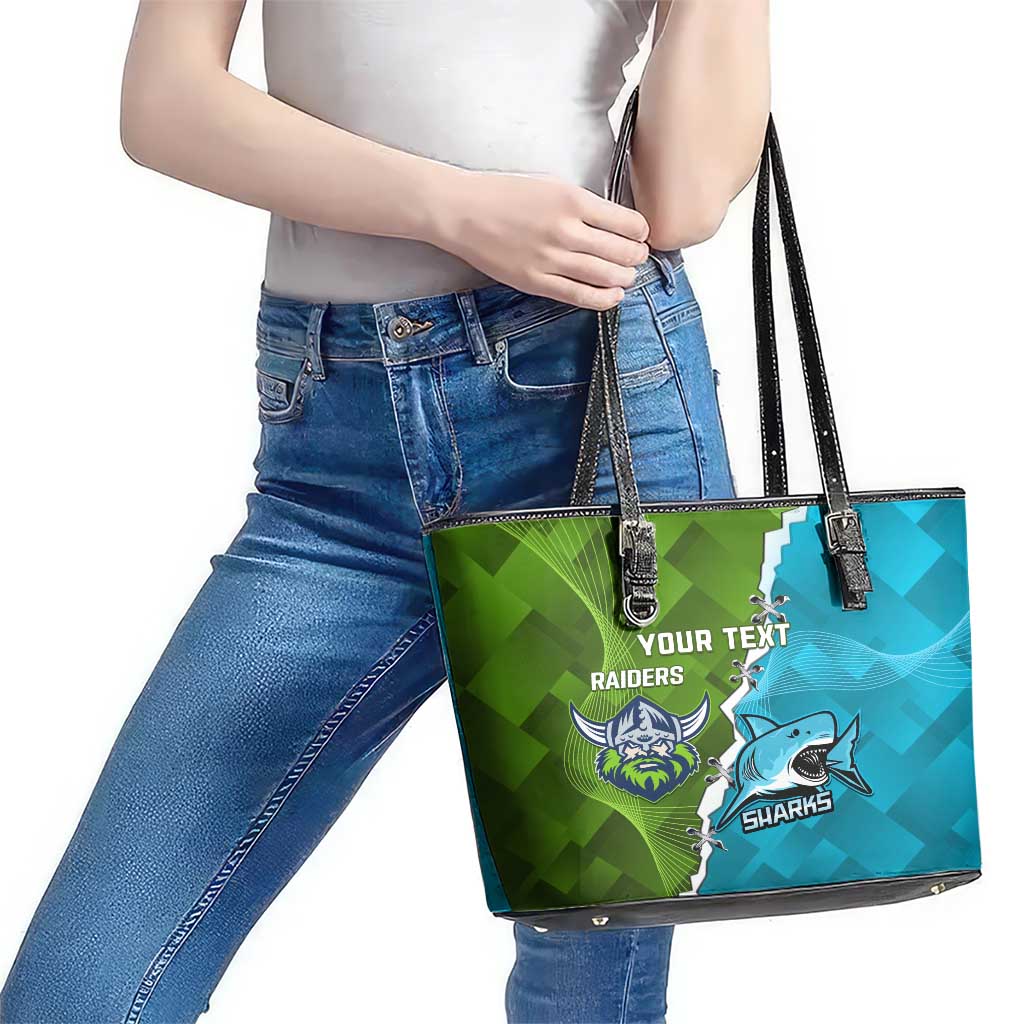 Personalised Sharks And Raiders Rugby Leather Tote Bag Sporty Style