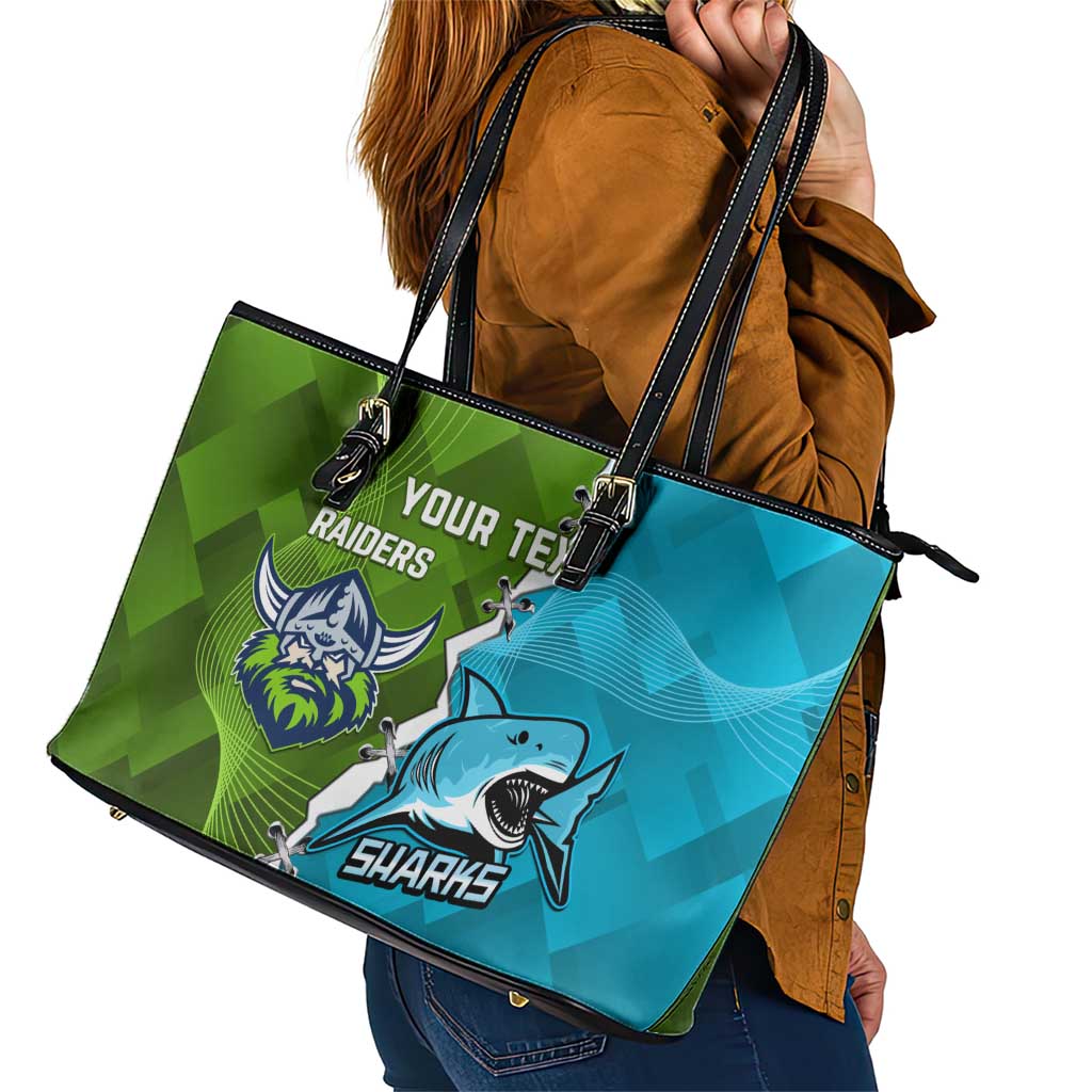 Personalised Sharks And Raiders Rugby Leather Tote Bag Sporty Style