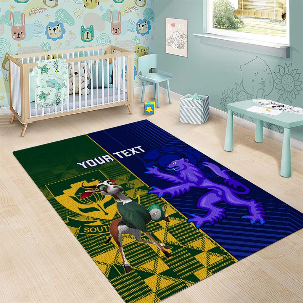 Custom South Africa And Scotland Rugby Area Rug Springboks Thistle Together