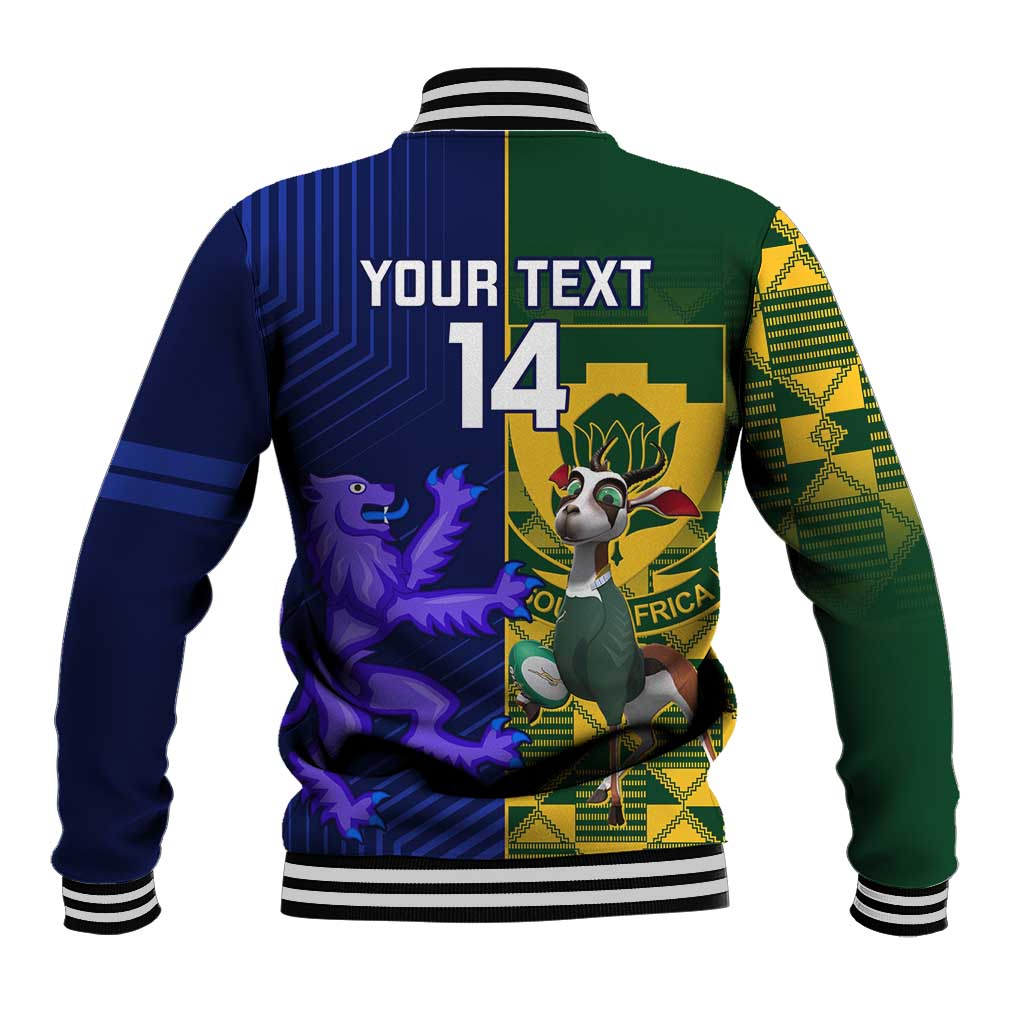 Custom South Africa And Scotland Rugby Baseball Jacket Springboks Thistle Together