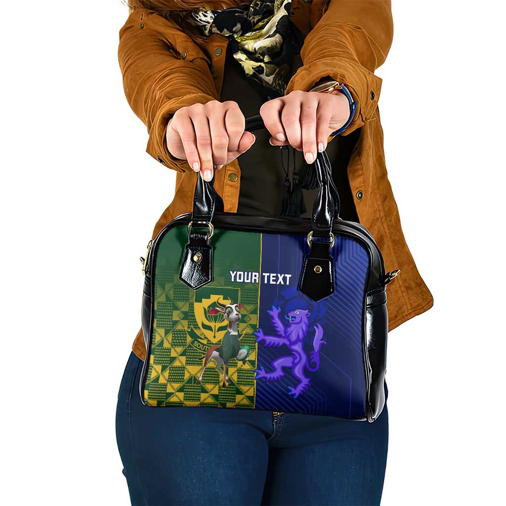 Custom South Africa And Scotland Rugby Shoulder Handbag Springboks Thistle Together