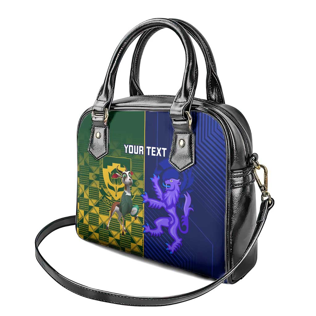 Custom South Africa And Scotland Rugby Shoulder Handbag Springboks Thistle Together