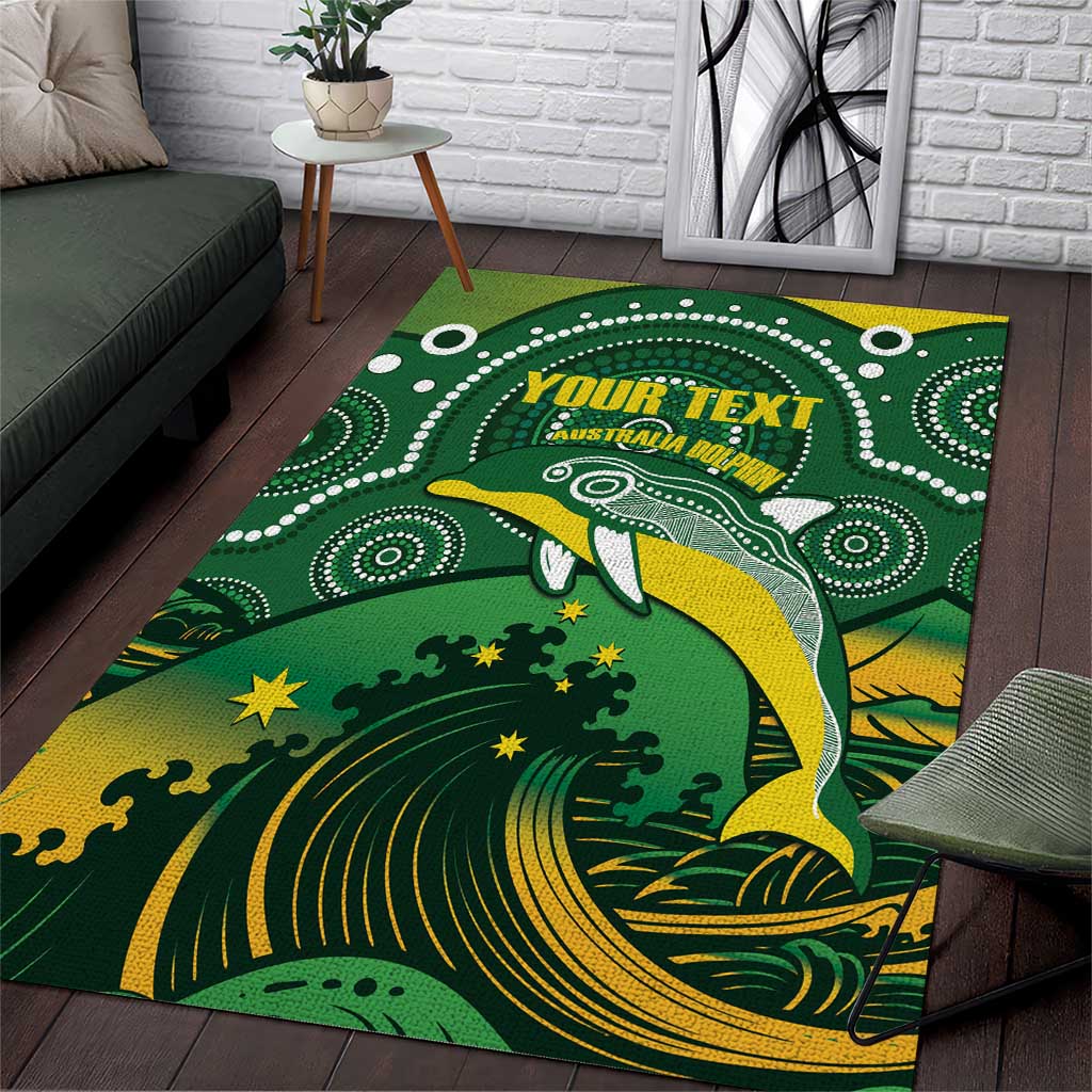 Personalised Australia Swimming Area Rug Aussie Dolphin Aboriginal National Color