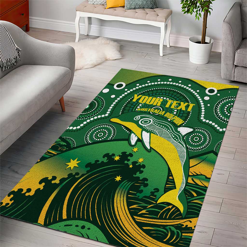 Personalised Australia Swimming Area Rug Aussie Dolphin Aboriginal National Color