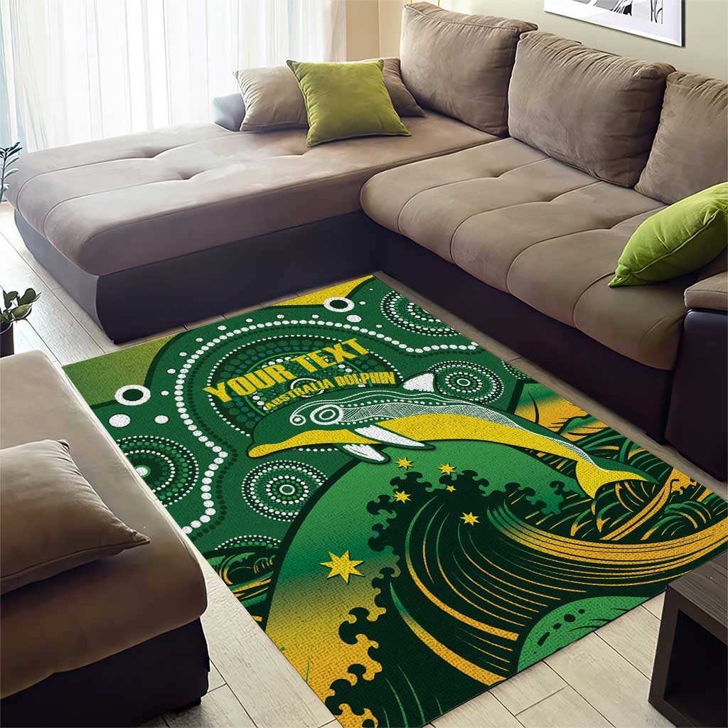 Personalised Australia Swimming Area Rug Aussie Dolphin Aboriginal National Color