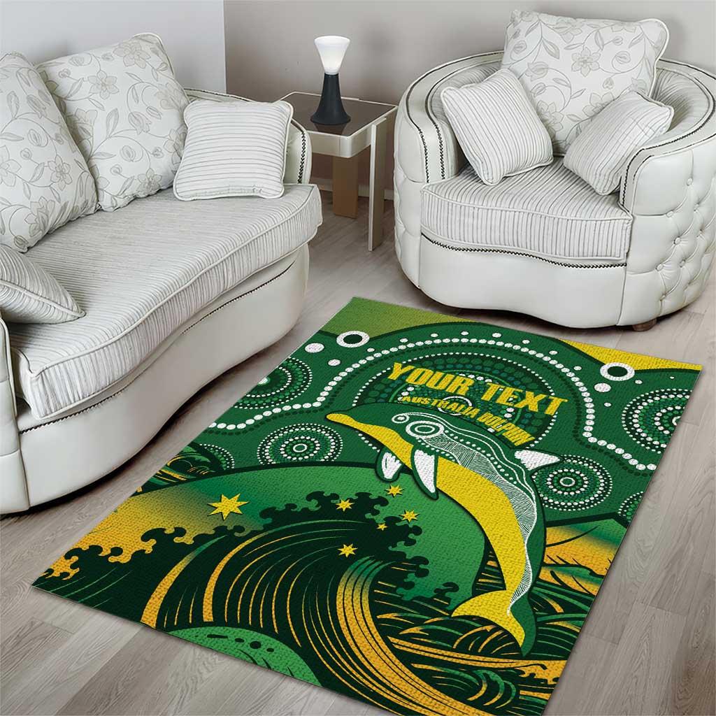 Personalised Australia Swimming Area Rug Aussie Dolphin Aboriginal National Color