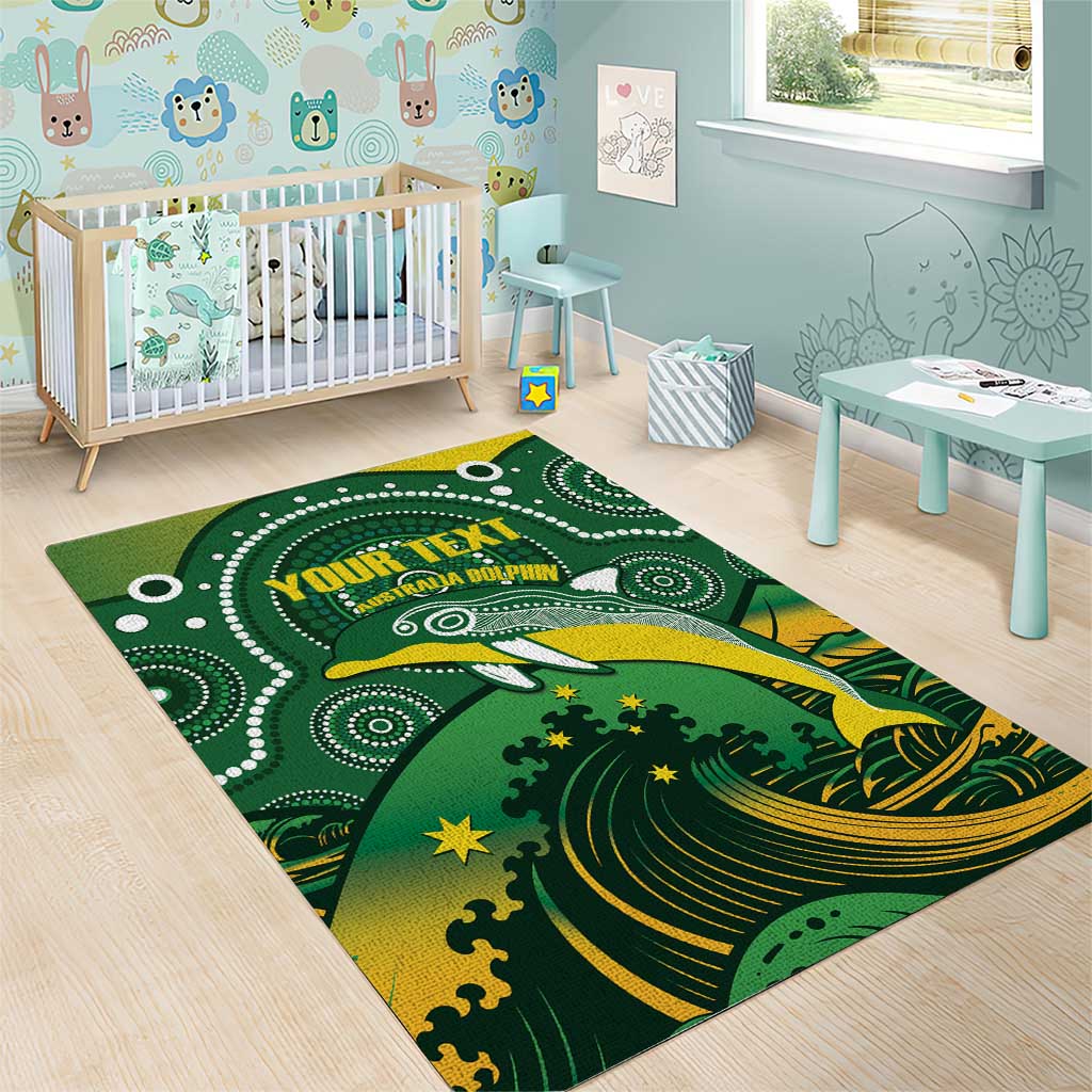 Personalised Australia Swimming Area Rug Aussie Dolphin Aboriginal National Color