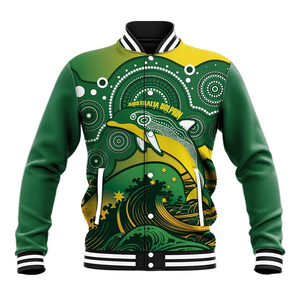 Personalised Australia Swimming Baseball Jacket Aussie Dolphin Aboriginal National Color