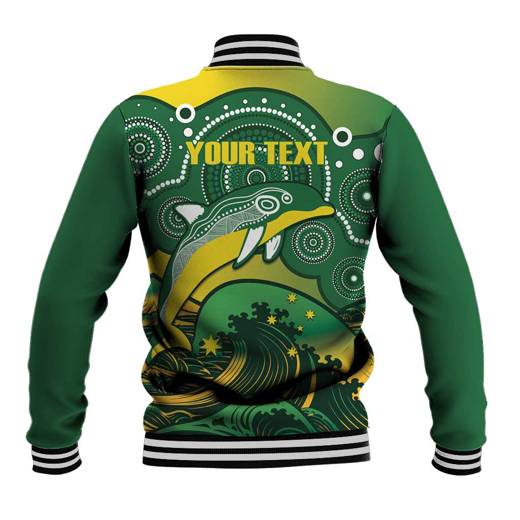 Personalised Australia Swimming Baseball Jacket Aussie Dolphin Aboriginal National Color