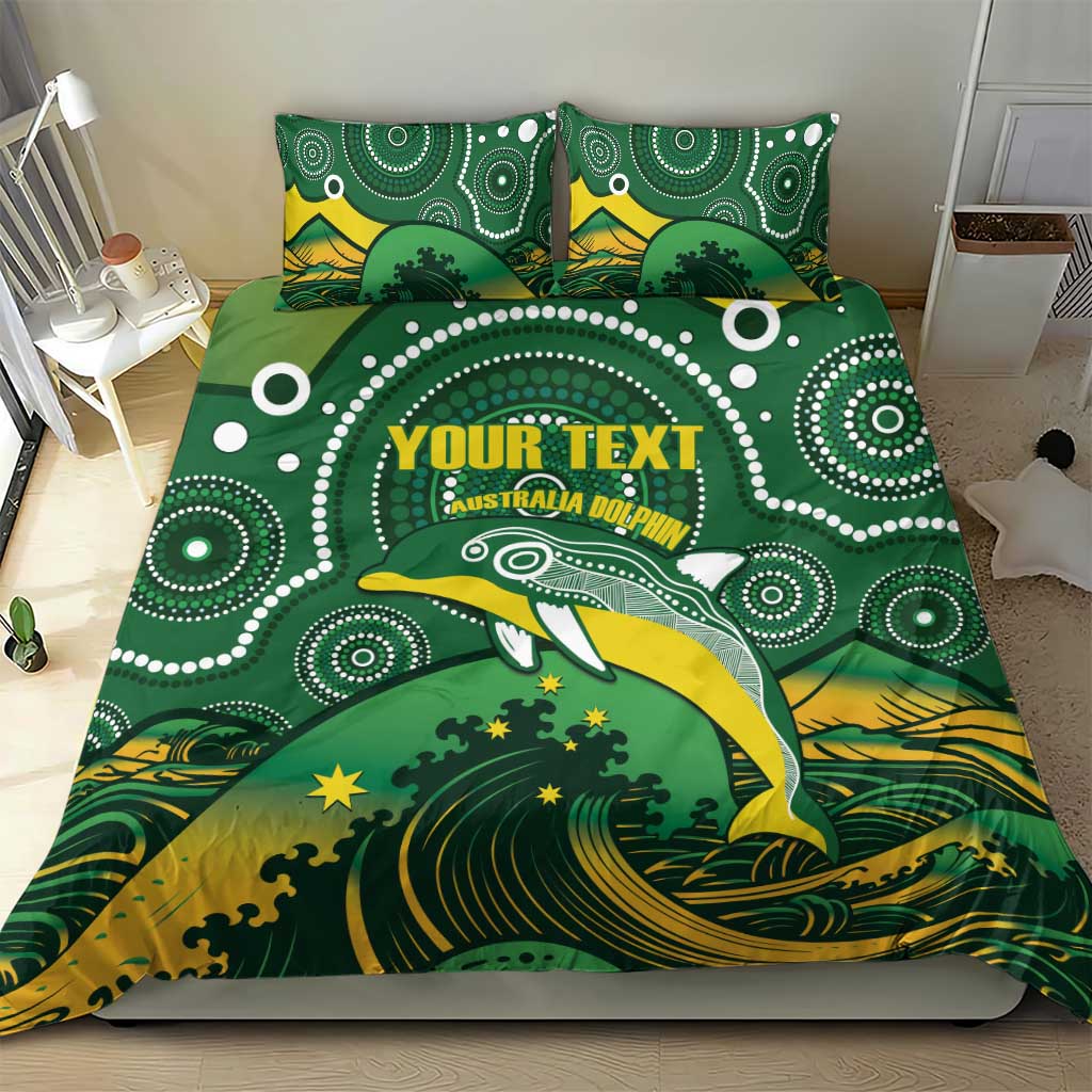 Personalised Australia Swimming Bedding Set Aussie Dolphin Aboriginal National Color