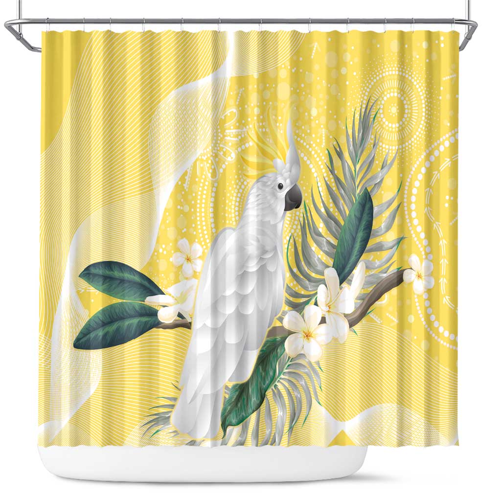 Australia Cacatua Galerita Shower Curtain Sulphur-Crested Cockatoo - Aboriginal Art